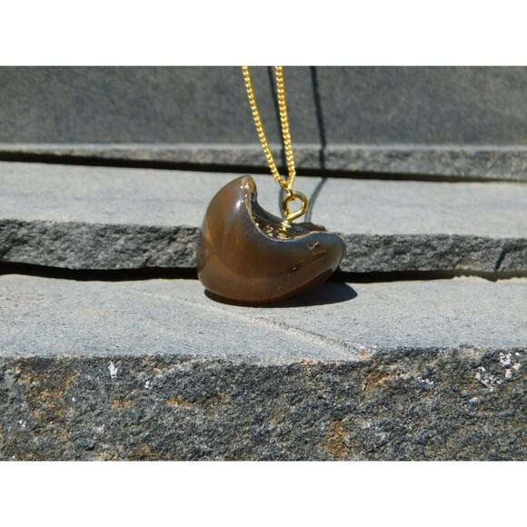 Resin-filled Heart Shaped Stone Necklace with Gold Plated Chain - Picture 3 of 10